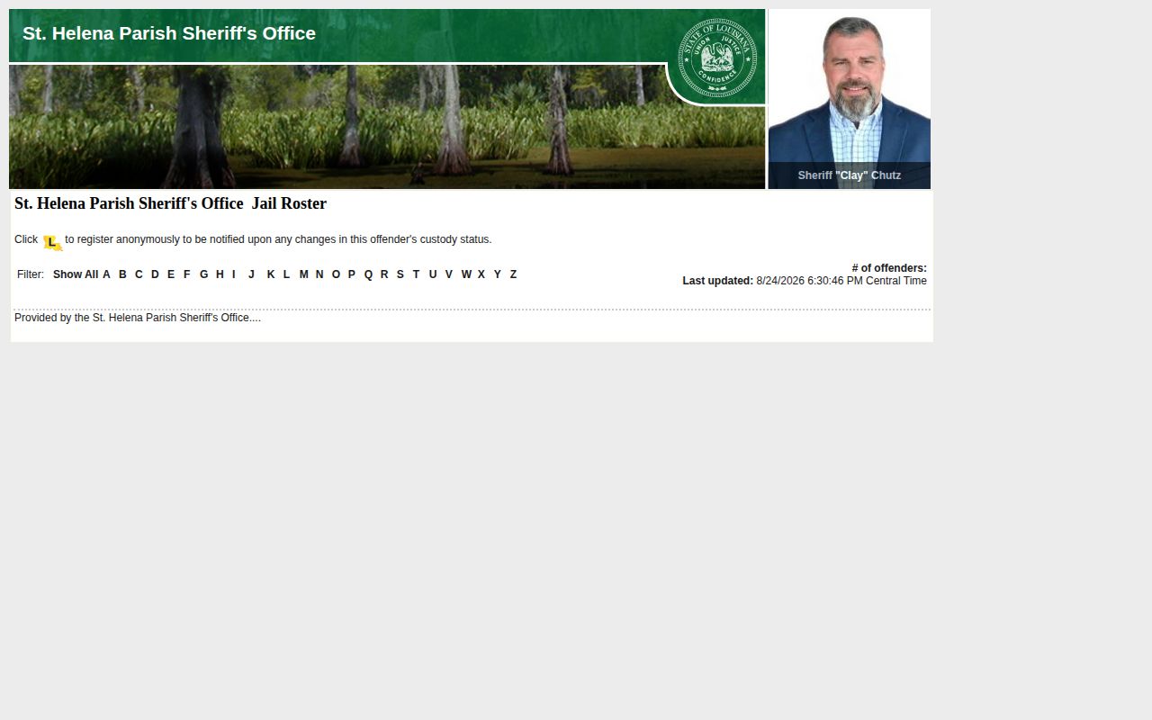 St. Helena Parish official jail roster record search
