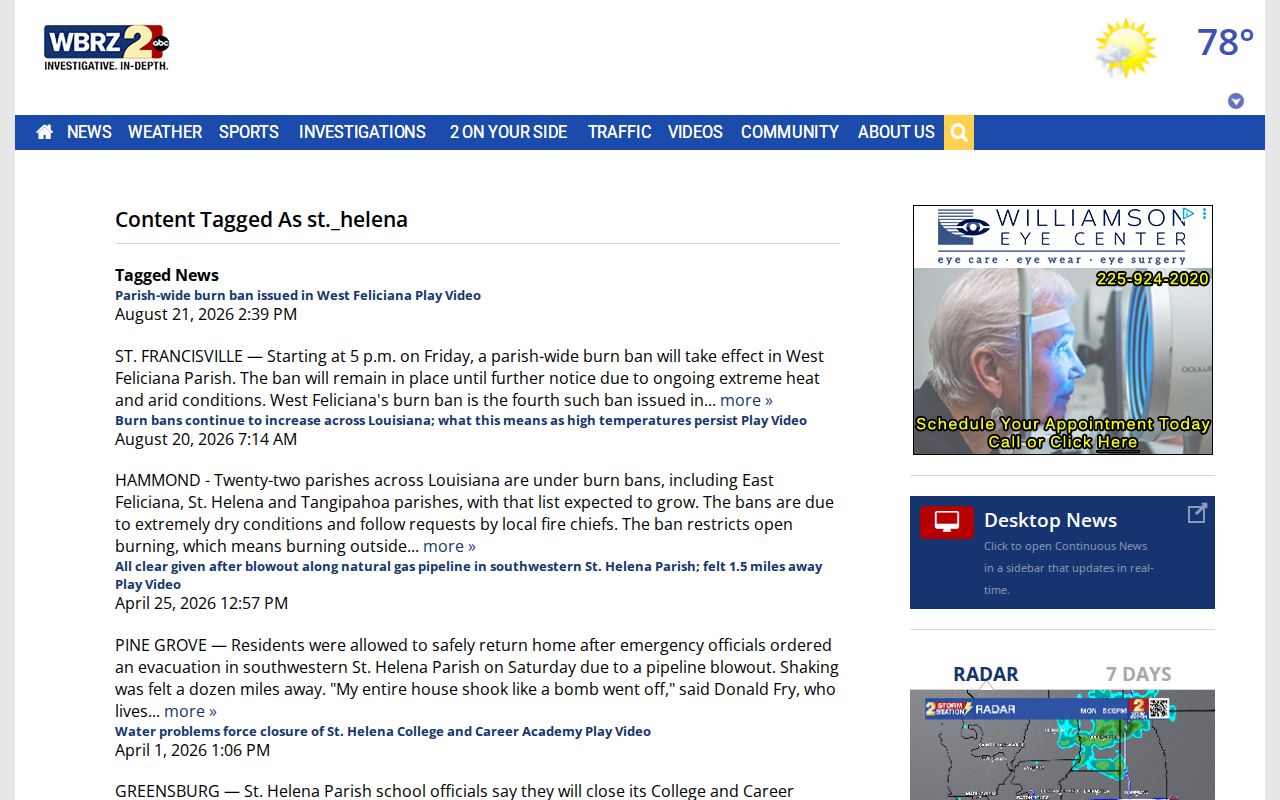 WBRZ St. Helena Parish news coverage page